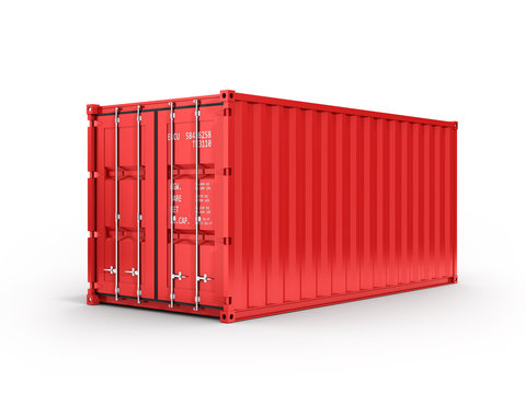 Red cargo shipping container without inscription on white background 3d