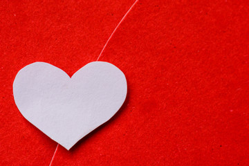 Big red and white heart paper on red paper background. valentines day concept.