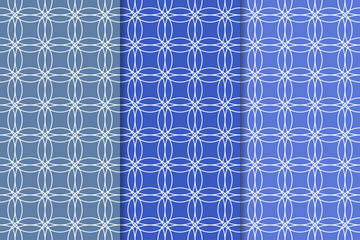 Blue geometric ornaments. Set of seamless patterns - 193976656
