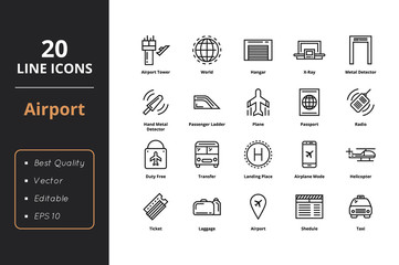 20 Airport Line Icons