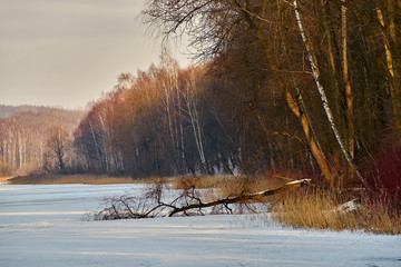 Zima - zamarzniętne jezioro, Rogoznik, Poland