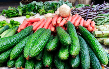 Fresh cucumbers at a retail market in a retail store