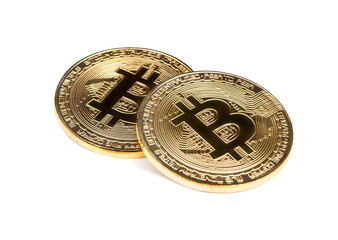 Two metal coin bitcoin