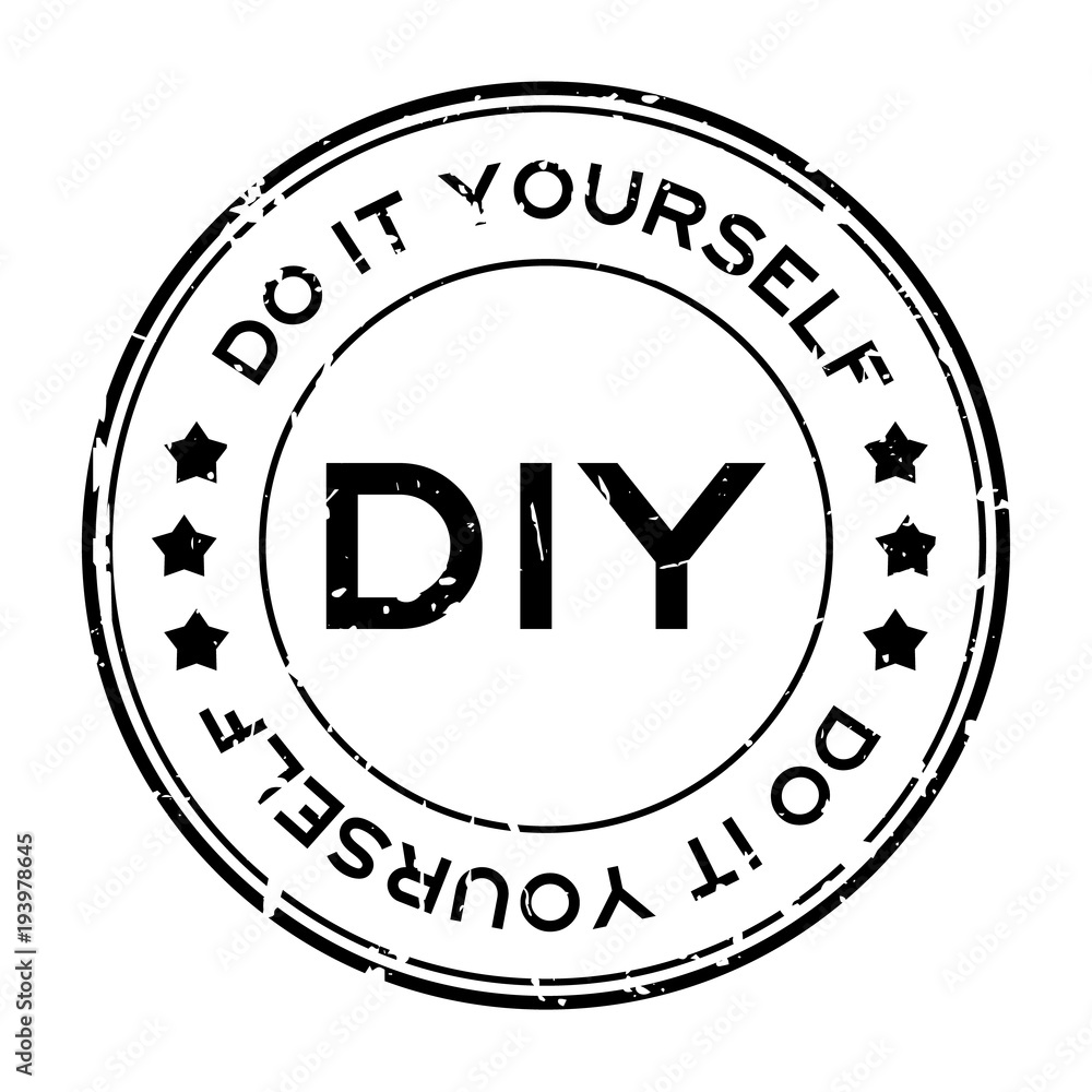 Canvas Prints Grunge black DIY word (Abbreviation of Do it yourself) round rubber seal stamp on white background