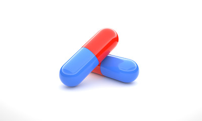 Two pills isolated 3d illustration
