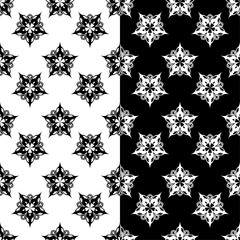 Black and white set of floral seamless patterns