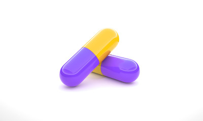 Two pills isolated 3d illustration