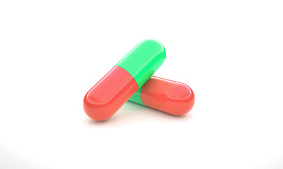 Two pills isolated 3d illustration
