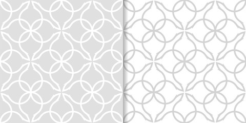 Light gray geometric set of seamless patterns