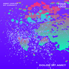 Neon explosion paint holographic splatter artistic cover design. Fluid blue gradient dust splash texture background. Trendy creative template vector Cover Report Catalog Brochure Flyer Product