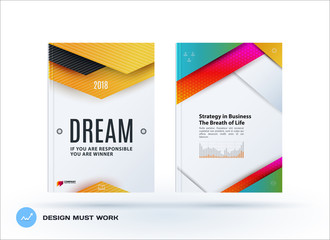 Material design of business brochure set, abstract horizontal cover