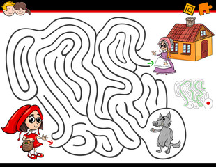 cartoon maze activity with little red riding hood