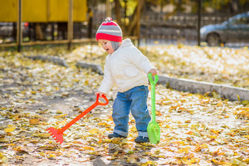 beautiful child playing on the playground