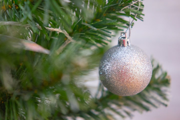 Picture of decorations with silver Christmas balls