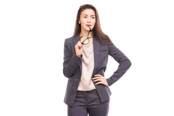 Fototapeta premium Portrait of young Asian businesswoman with eyeglasses