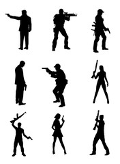 People With Firearms Silhouettes