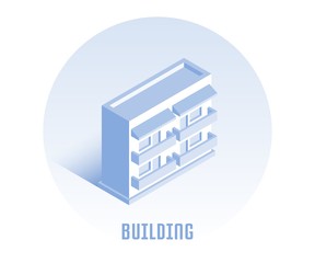 Building icon. Vector illustration in flat isometric 3D style.