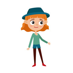 Stylish hipster girl, cartoon vector illustrations isolated on white