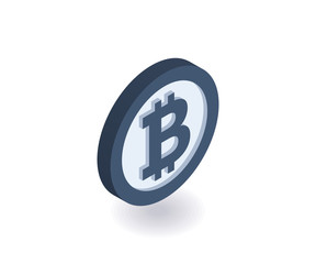 Bitcoin icon. Coin with bitcoin sign. Vector illustration in flat isometric 3D style.
