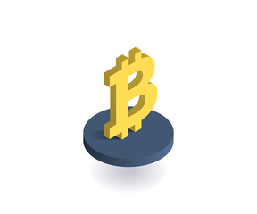 Bitcoin icon. Vector illustration in flat isometric 3D style.