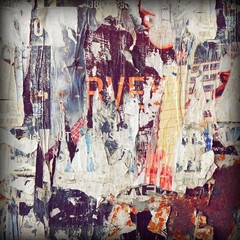 Old Billboard With Torn Poster, Paper, Ads, Stickers Frame Backgroun
