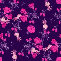 Seamless pattern with pomegranate.