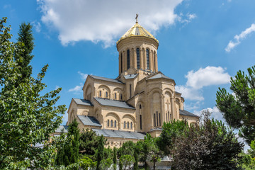 Fototapeta na wymiar Holy Trinity Cathedral of Tbilisi (also known as Sameba Cathedral) Georgia, Eastern Europe.