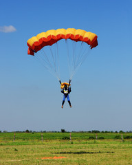 skydiver  landed after the jump 