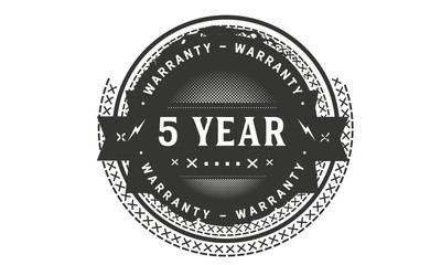 5 years warranty icon vintage rubber stamp guarantee