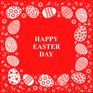 Easter decorative card on red background
