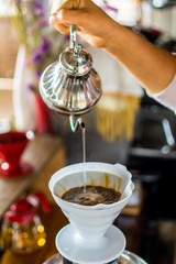 Hand drip coffee 100% organic arabica .