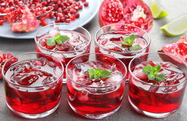 tasty pomegranate juice in gkass cups