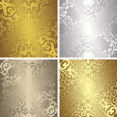 Set of template of seamless wallpapers. Vintage pattern. Luxury design. Lace decoration. Can be used as a background for cards, invitations