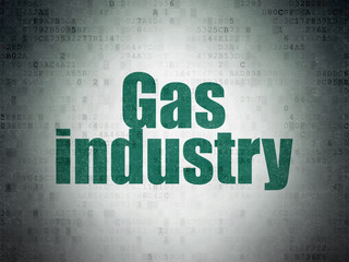 Industry concept: Painted green word Gas Industry on Digital Data Paper background