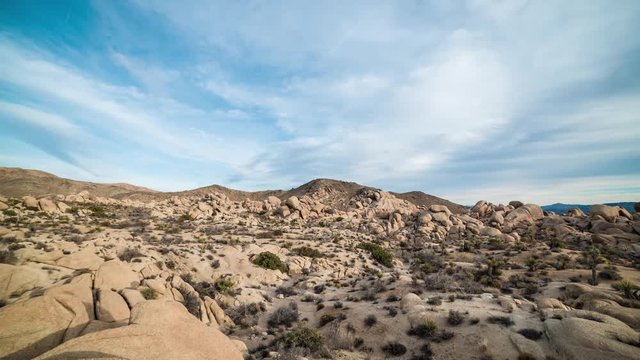 Time Lapse of Clouds over Joshua Tree National Park Landscape, California USA