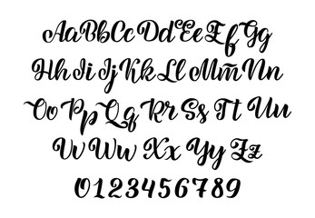 Hand drawn typeface. Brush painted letters. Handwritten script alphabet isolated on white background. Handmade alphabet for your designs logo, posters, invitations, cards, etc.