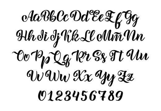 Hand drawn typeface. Brush painted letters. Handwritten script alphabet isolated on white background. Handmade alphabet for your designs logo, posters, invitations, cards, etc.