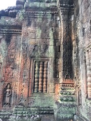 Cambodia Architecture. Bas-relief. Wall Carving in Angkor Wat Complex . Famous Landmark.