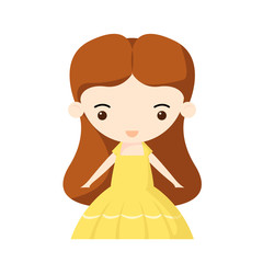 Vector illustration of a girl character in yellow dress.