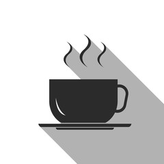 Flat icon of coffee cup. Vector.