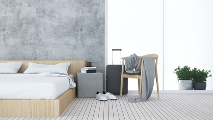 The interior apartment bedroom space 3d rendering and white decoration background