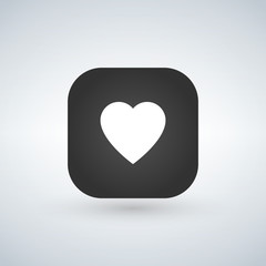 white heart icon over application button. vector illustration.