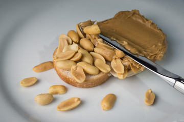 Peanut butter sandwich with real peanuts