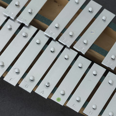 closeup of small xylophone for children seen from above