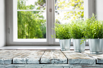 desk of free space and flowers 