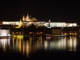  Prague Castle view over Vltava in the night