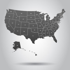 Fototapeta na wymiar USA map icon. Business cartography concept United States of America pictogram. Vector illustration on white background.