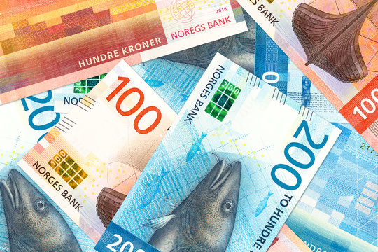 some new 100 and 200 norwegian krone bank note obverse