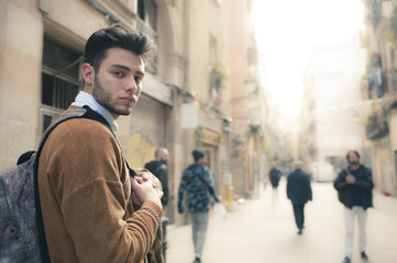 young man at barcelona streets