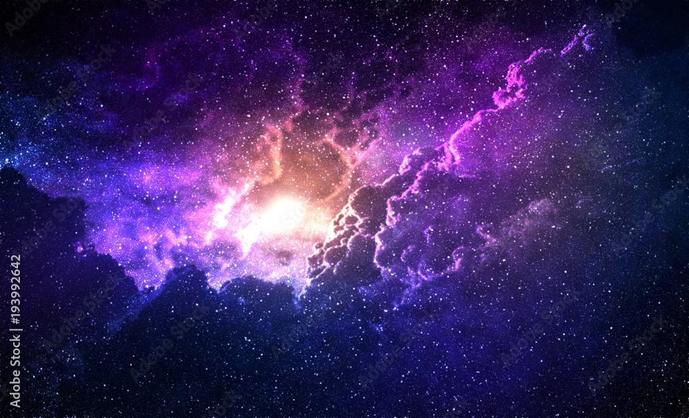 Wall mural cosmic galaxy background with nebula, stardust and bright shining stars